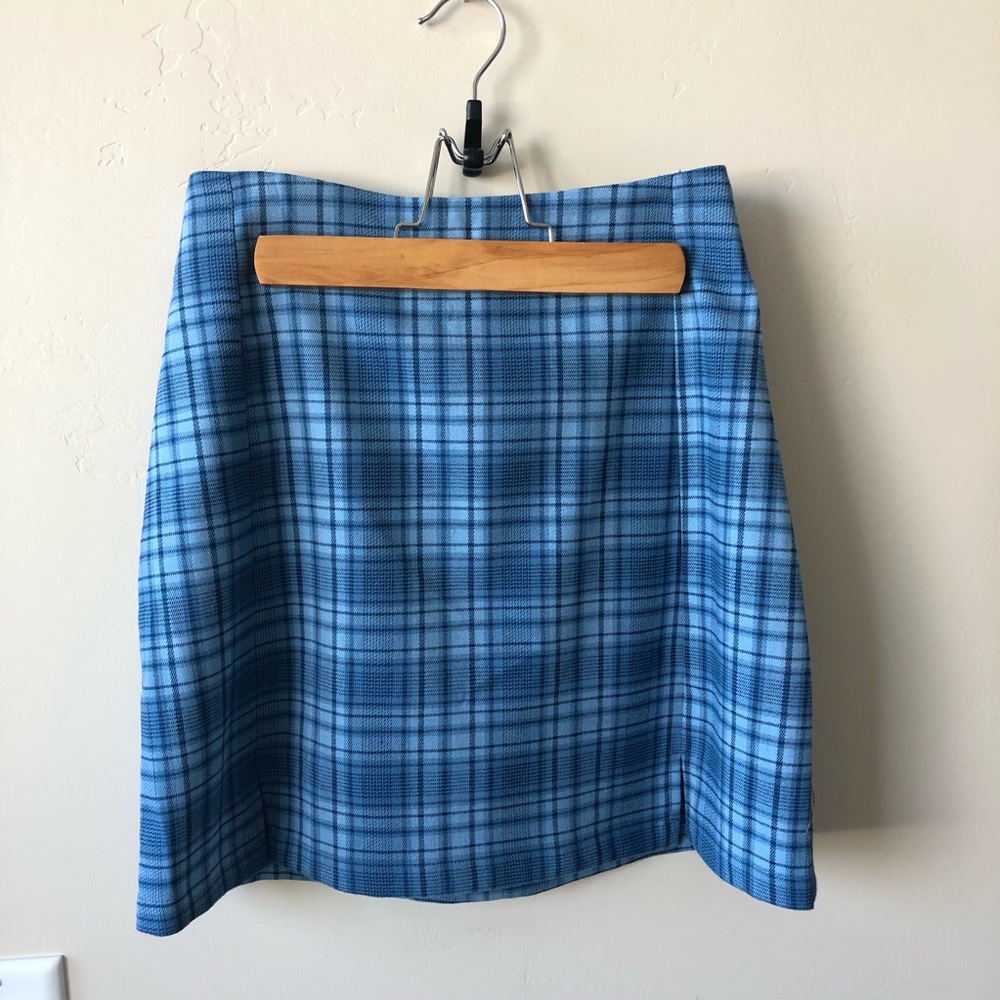 Brandy Melville blue plaid skirt